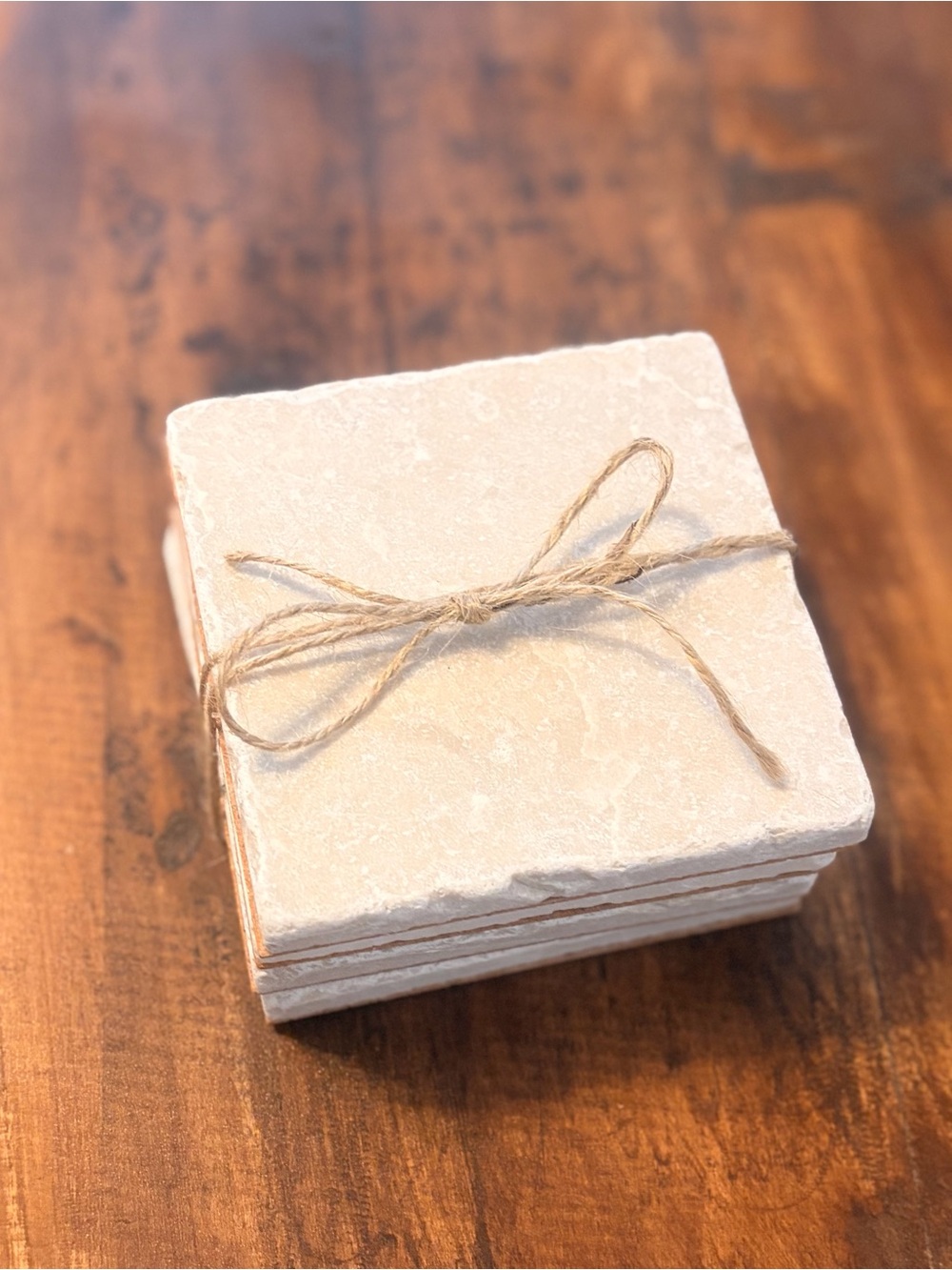 Natural Stone Coasters - Cream Square Set
